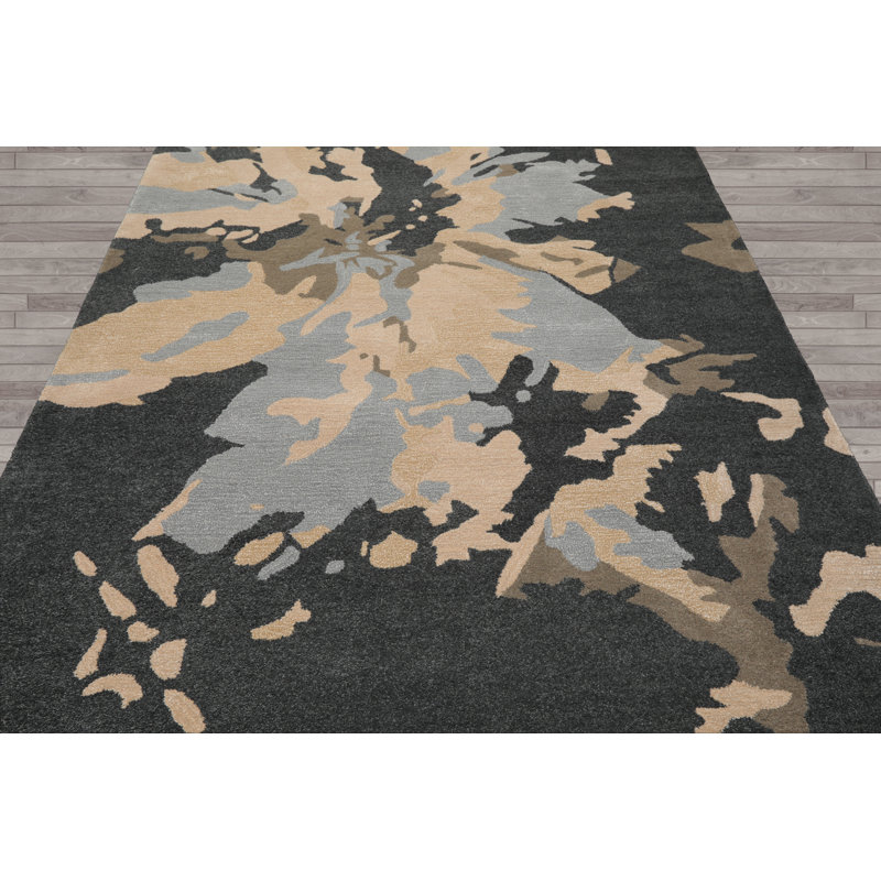 Hand Tufted Wool Multi Size Slate Gray Modern Oriental Area Rug, Rectangle 6' x 9'