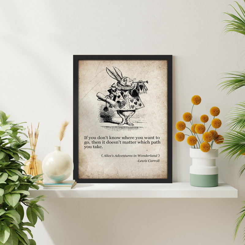 " Alice In Wonderland Cheshire Cat Beauty Quote ", Black, 16" H x 12" W