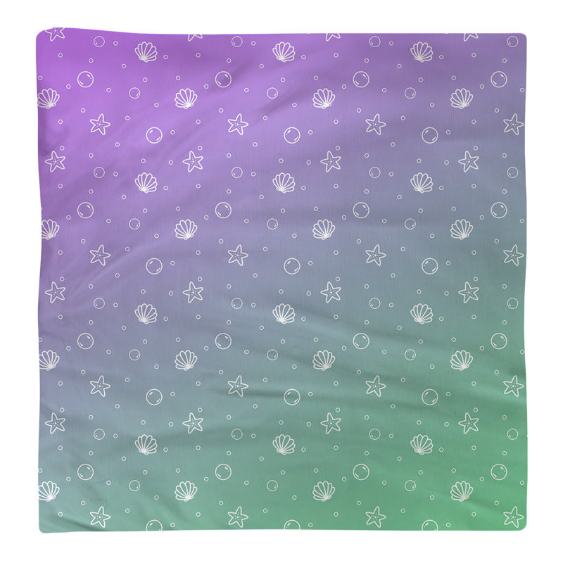 Serviette en coton à motif coquillage, Mauve / Vert, Sergé de polyester, H 0,1 po x l 10 po x P 10 po