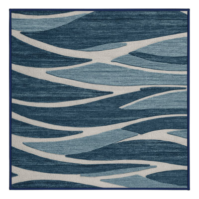 Washable Abstract waves Nautical Area Rug