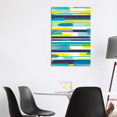 Modern Marine Stripes Yellow by Ninola Design - Wrapped Canvas Print