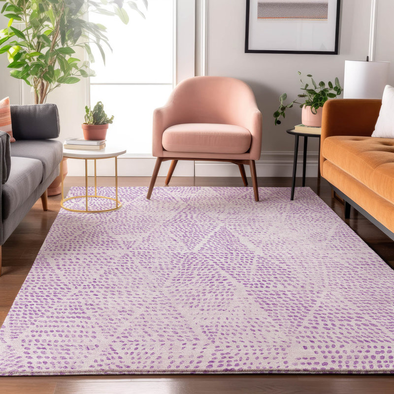 Tapis mauve Premium lavable à la machine Cerrito AMF591, Rectangulaire 8 pi x 10 pi