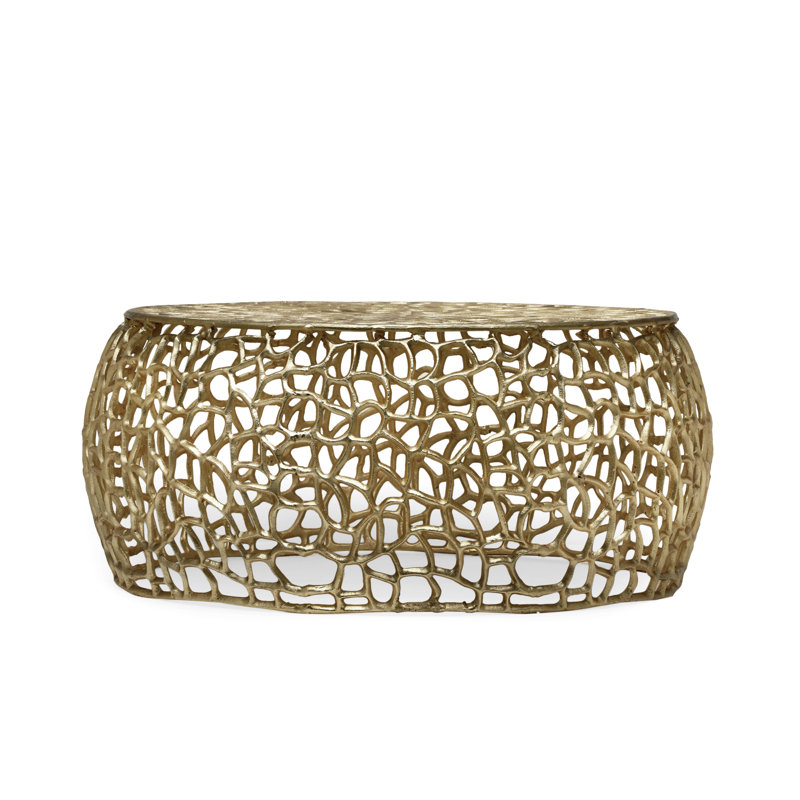 Table basse ronde en aluminium avec plateau doré Freitas