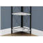 Bibliothèque d'angle à quatre couches avec tablette en éventail et structure en métal en forme de X, idéale pour les bureaux ou les chambres à coucher-702955841