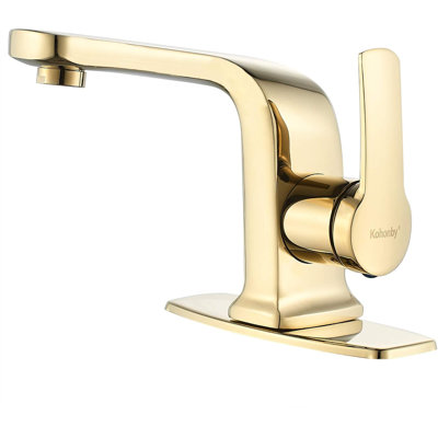 Robinet de lavabo de salle de bain moderne à poignée simple avec plaque de pont de 6 pouces, robinet de meuble-lavabo à trou unique