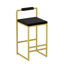 Tabourets de bar modernes en velours, hauteur du comptoir (lot de 2), dorés et noirs, bas, pour la cuisine et le coin repas. 2 tabourets noirs avec base en métal, gain de place.