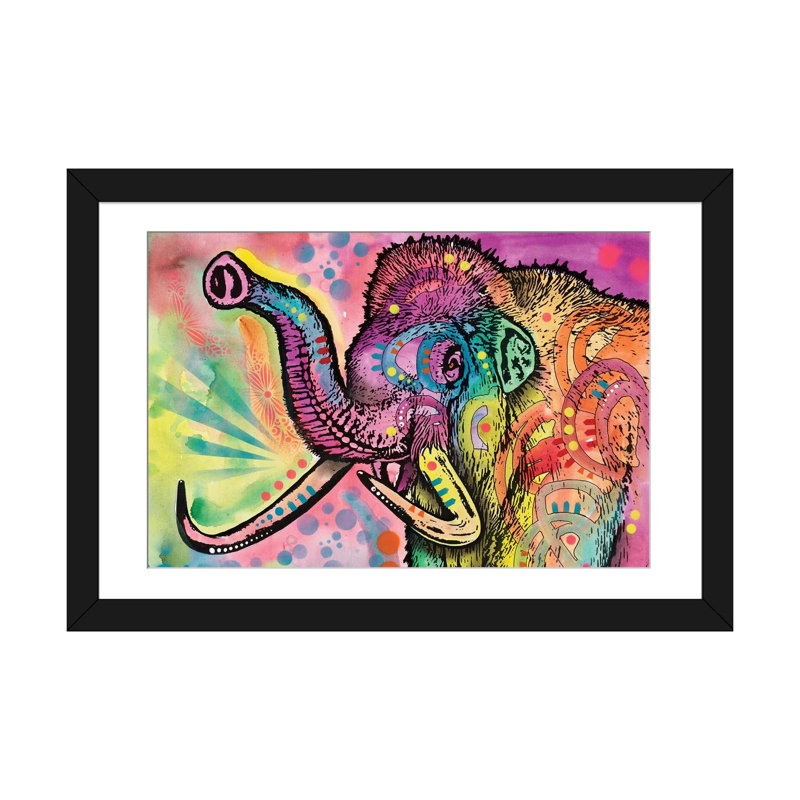 Woolly Mammoth, impression sur toile, H 24 po x l 32 po x P 1 po, Papier d'art encadré noir, Blanc