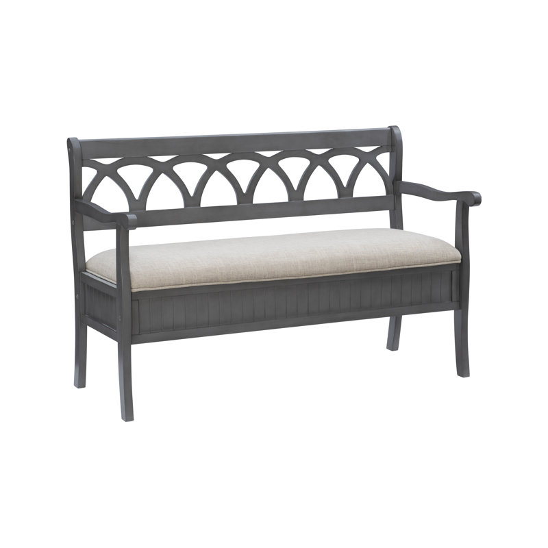 Filton Polyester Upholstered Storage Bench, Gray