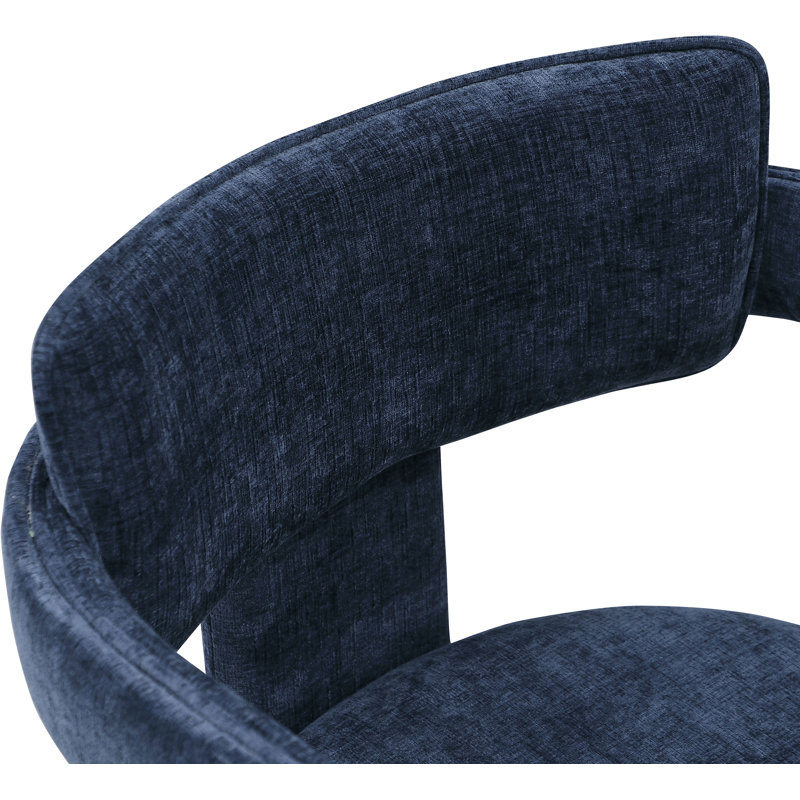 Chaise en chenille Exilda, Tissu chenille bleu marine