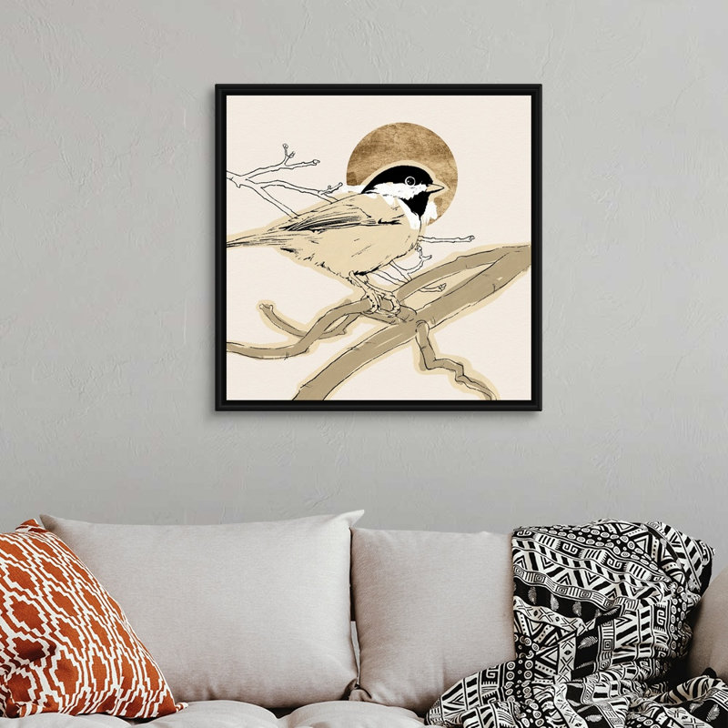 " Spring Passerine III ", 32" H x 32" W x 2" D, Black Framed Canvas