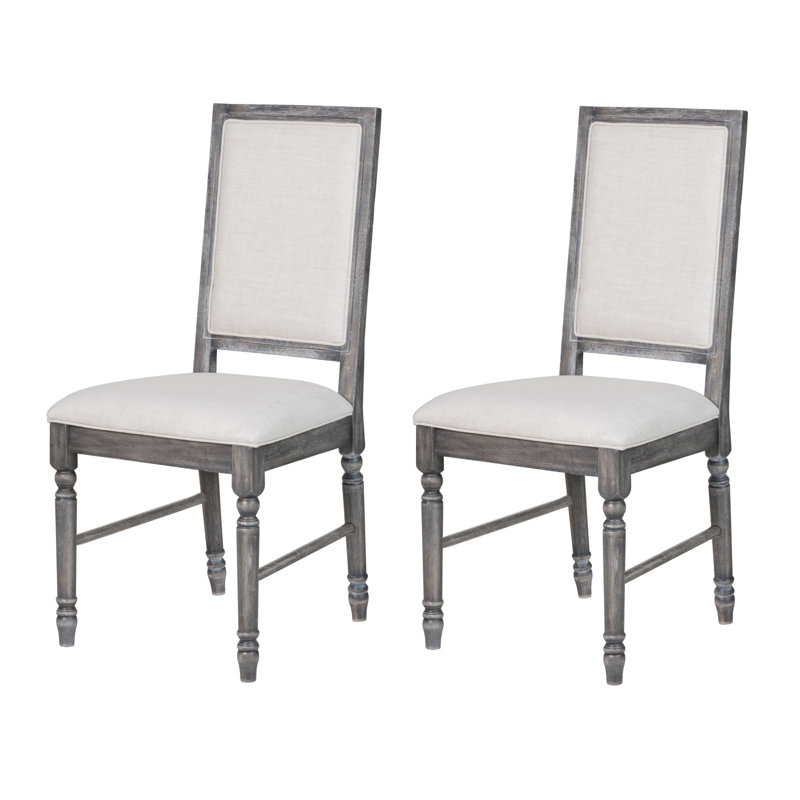 Ensemble de 2 chaises d'appoint à dossier ouvert crème et gris patiné