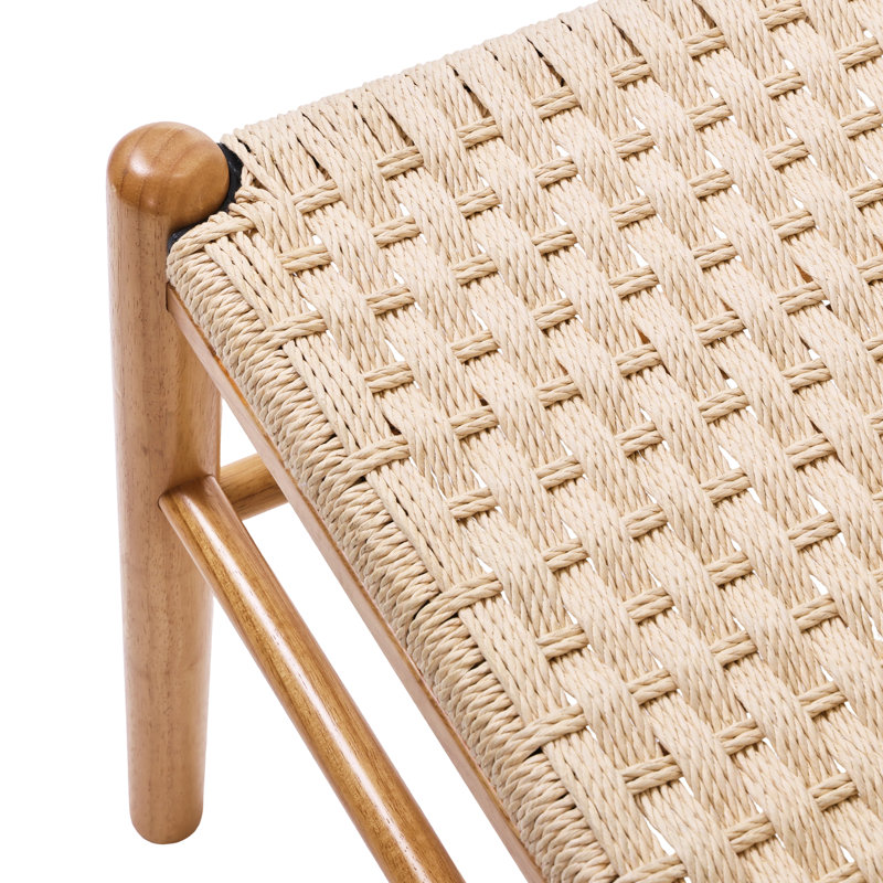 Chaise d'appoint moderne du milieu du siècle en bois massif, chaise de salle à manger à dossier échelle, avec assise tissée (ensemble de 2)