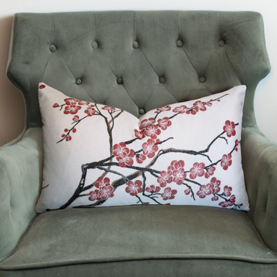 Thomas Collection® Designer Red Floral Japanese Blossom Throw Pillow Assorted Sizes