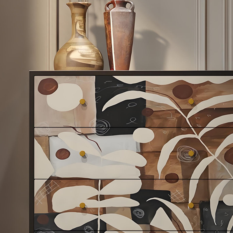Armoire de rangement 5 tiroirs Vintage, Noir