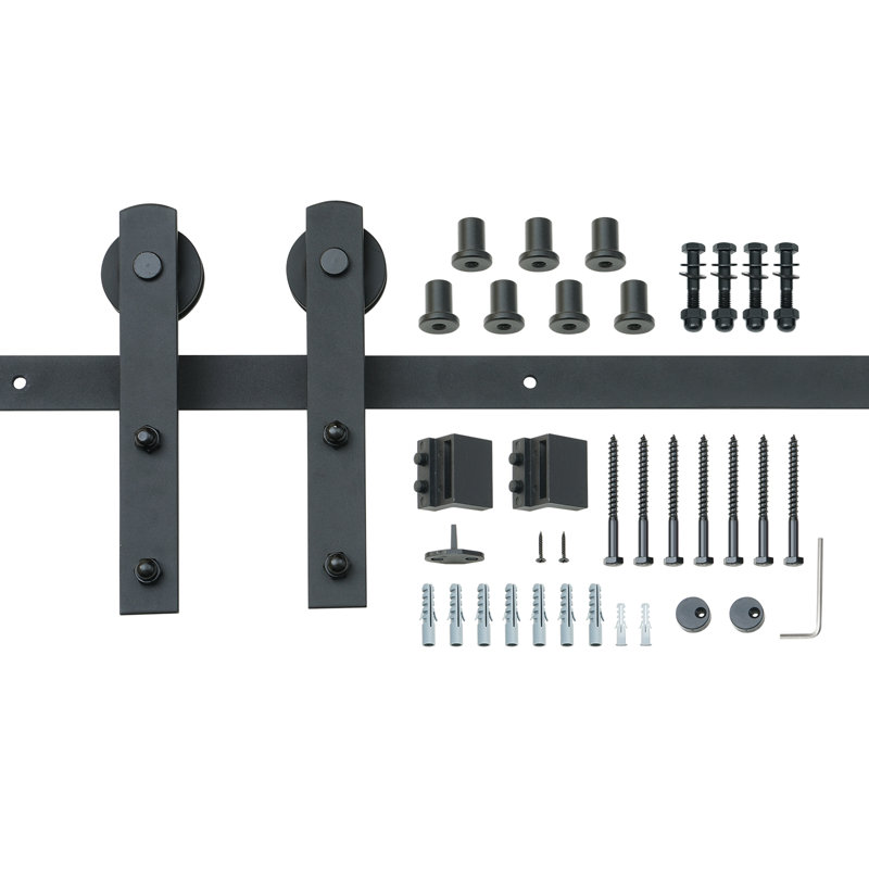 10FT Black Carbon Steel Sliding Barn Door Hardware Kit