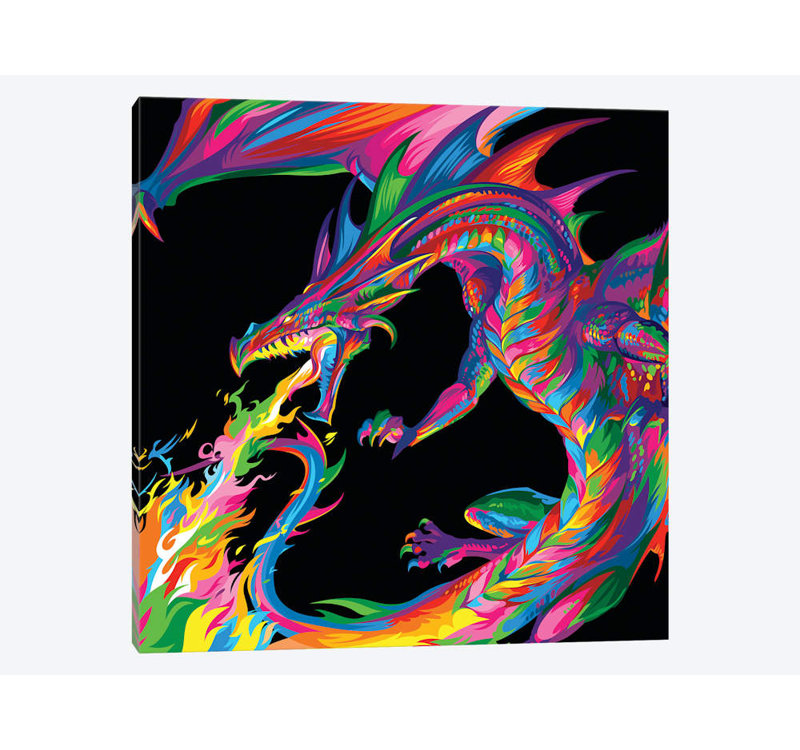 «Fantasy Dragon», impression sur toile, H 12 po x l 12 po x P 0,75 po, Toile tendue, Pas de tapis