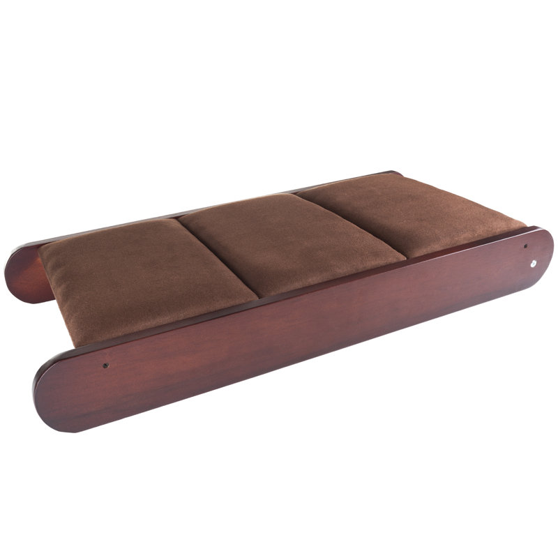 Mahogany Foldable Wooden Pet Ramp with Padded Surface