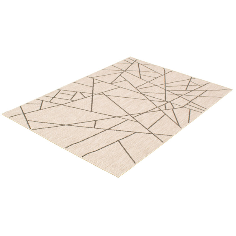 Tapis géométrique argent/noir Quamaine, Rectangle 5 pi 3 po x 7 pi 7 po