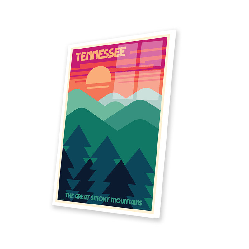 Affiche de voyage rétro du Tennessee par Jim Zahniser - impression sans cadre, H 24 po x l 16 po x P 0,25 po