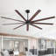 Ventilateur de plafond 84 po en noir avec télécommande, ventilateur à 9 pales en contreplaqué avec moteur silencieux réversible pour la chambre à coucher du salon