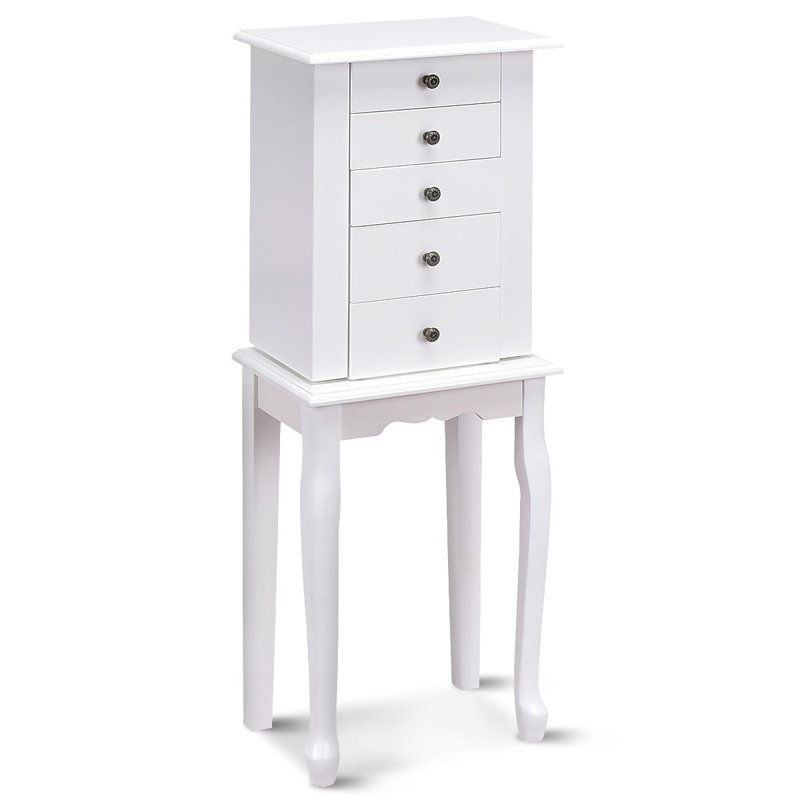 Domenick Jewellery Chest with Mirror, White