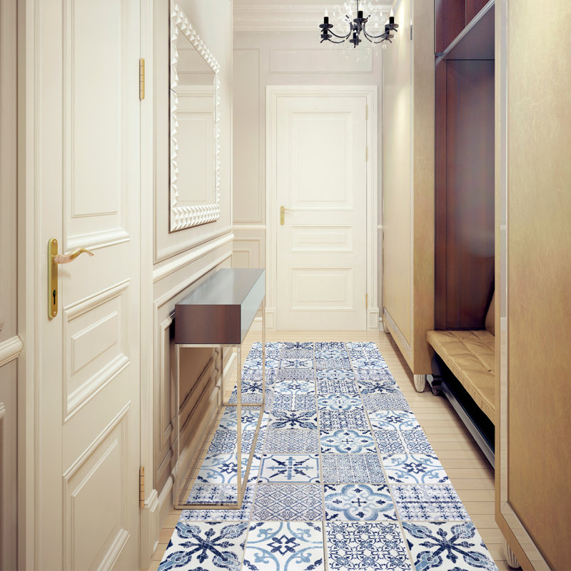 Ajesh Vinyl Machine Printed Area Rug, Runner 80 x 300cm
