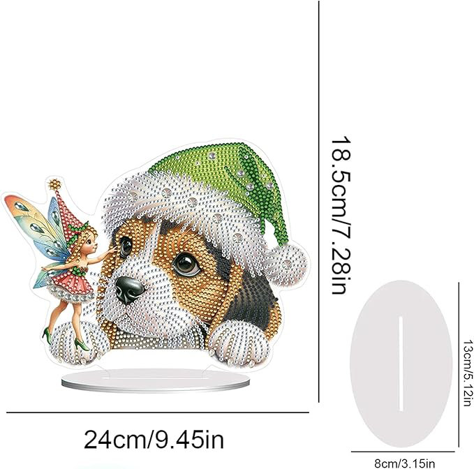 Anguri  5D DIY Diamond Painting Kit Crystal Rhinestone Acrylic Table Top Decoration (Puppy with Fairy)