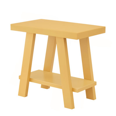 Contemporary Wood Shelf Side Table in Yellow
