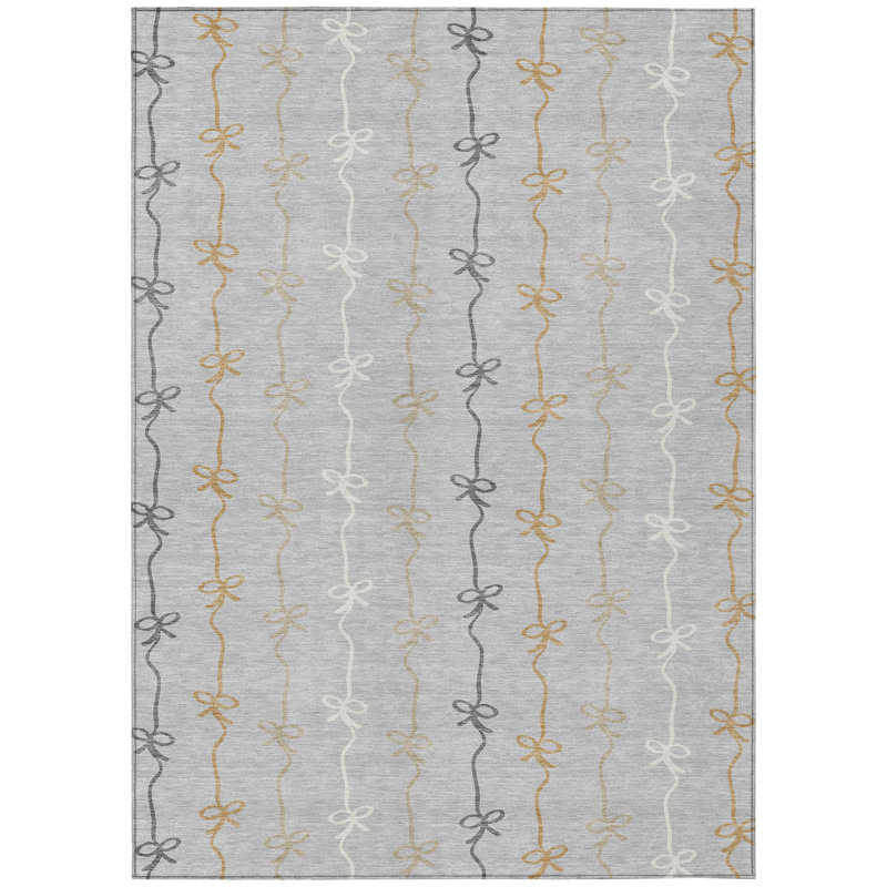 Machine Washable Indoor/Outdoor Chantille ACN2593 Kids Rug, 2'6" x 3'10", Silver