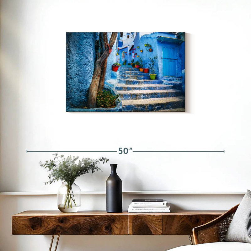 Ravi Chefchaouen Blue Stairs, 20" H x 30" W