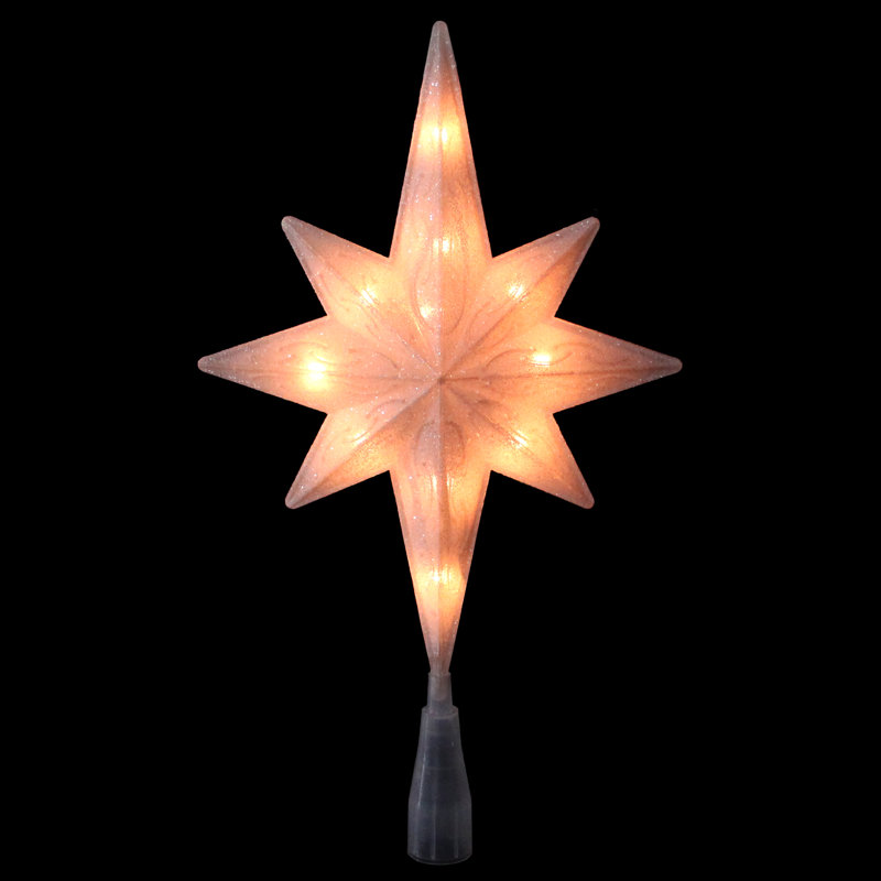 11" Frosted Clear and Gold Bethlehem Star Christmas Tree Topper