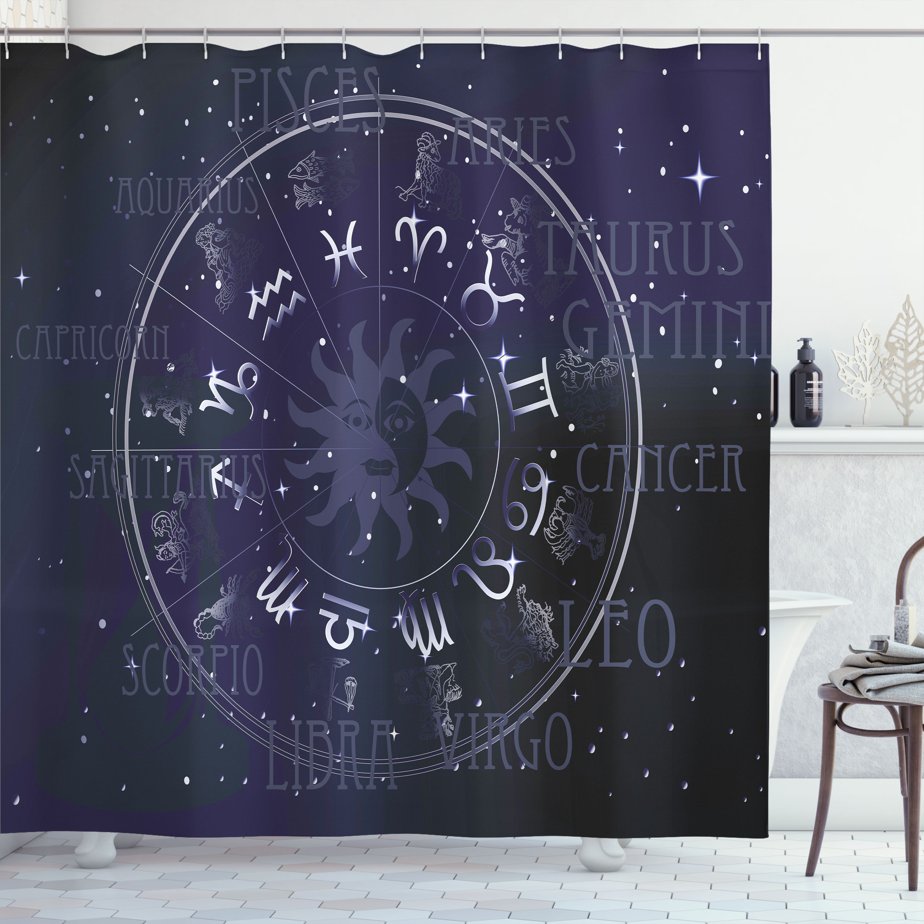 East Urban Home Astrology Shower Curtain Zodiac Circle Wheel 33728