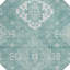 Tapis intérieur / extérieur rond 8 pi bleu sarcelle et ivoire lavable Medallion
