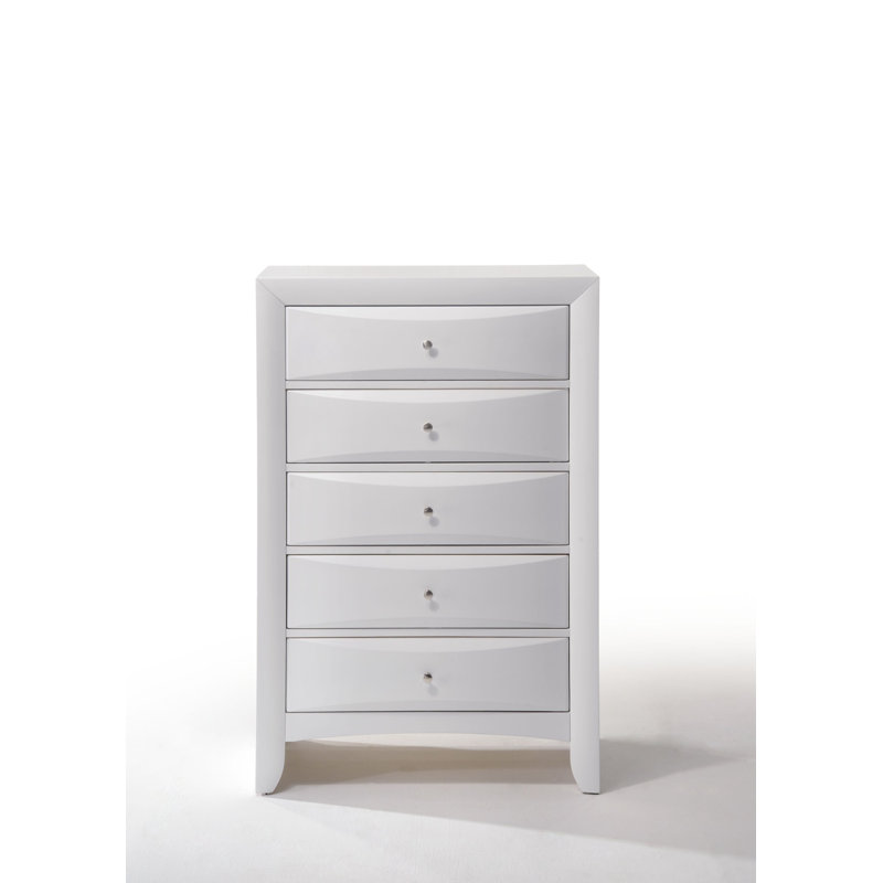 White 5-Drawer Chest with Dovetail Design