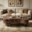 Table basse moderne en faux travertin