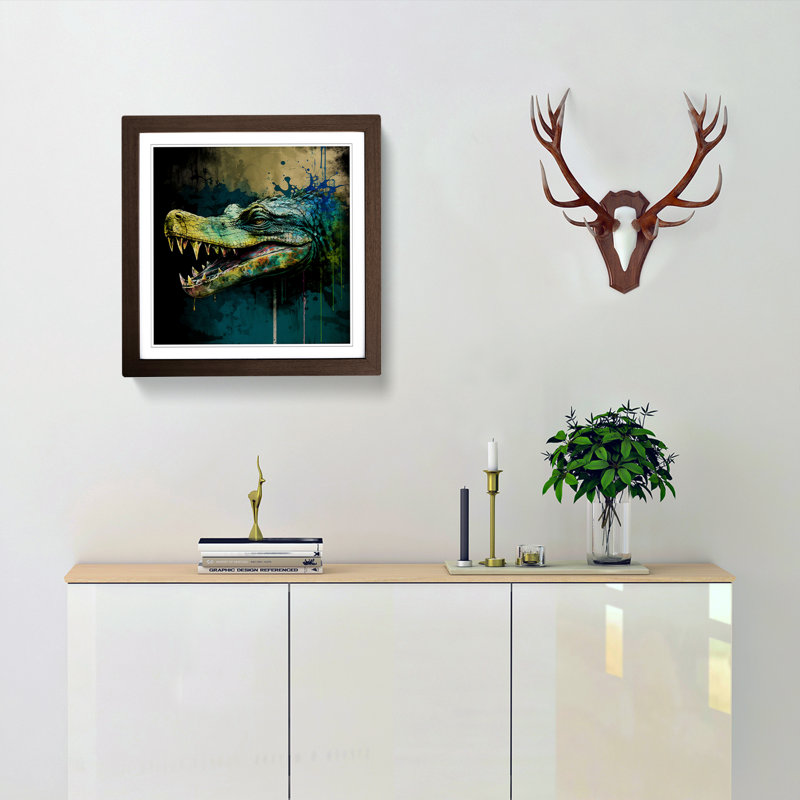 Alligator Grunge Art - Framed Print, Walnut
