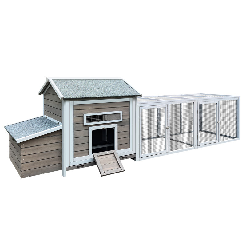 Poulailler en bois de 118 po avec accès extérieur et plateau nettoyable avec poulailler facile à nettoyer