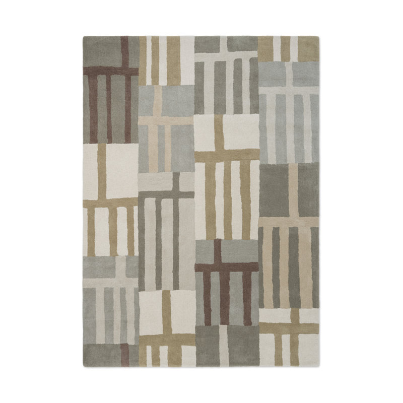 Monolith Handmade Wool Geometric Area Rug, Sandstone, Rectangle 6'7 x 9'2
