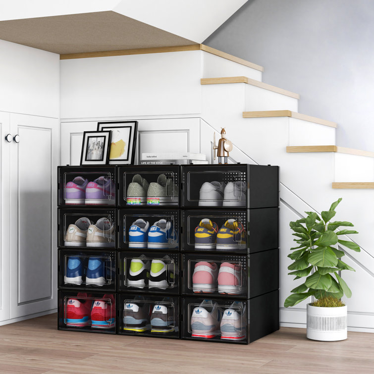 Shoe Containers Black Stackable Shoe Rack YITAHOME Shoe Box Small