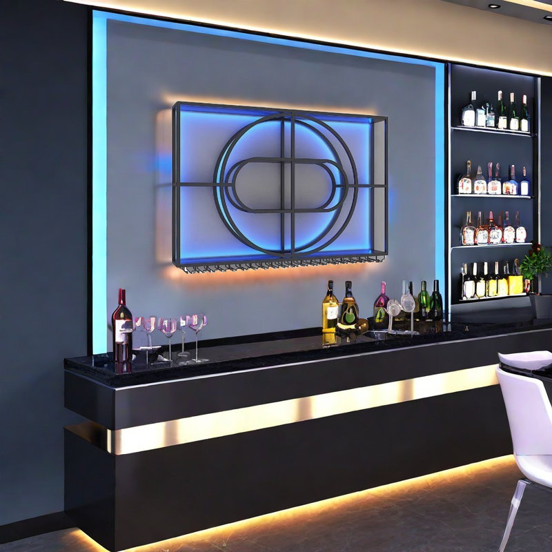 Creative wall-mounted wine rack, 39.3" H x 59" W x 7.8" D