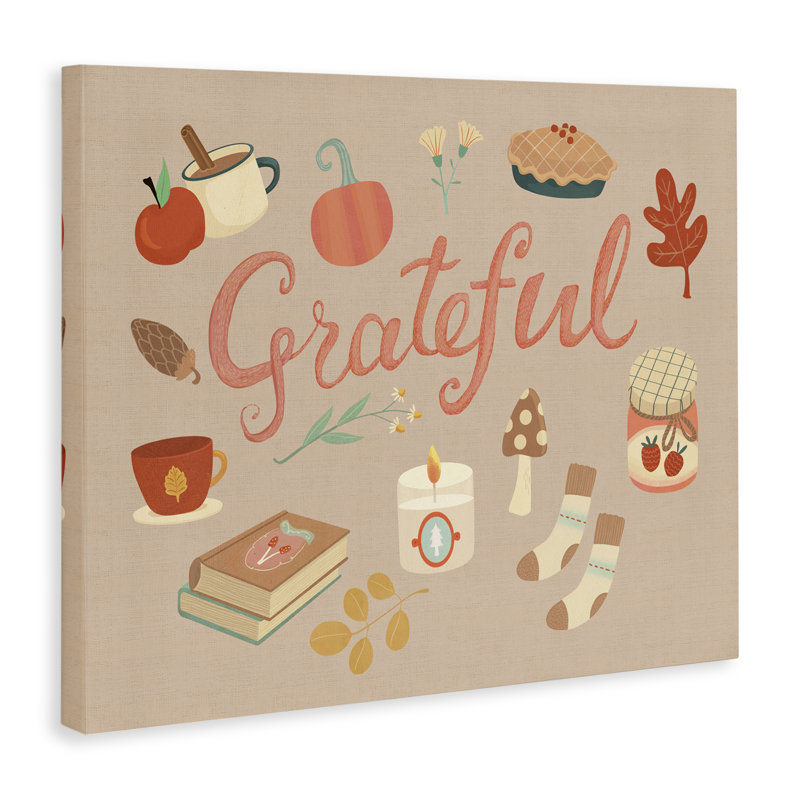  Grateful Cozy Fall Essentials Canvas Wall Art by Laura Watson, 30" H x 40" W