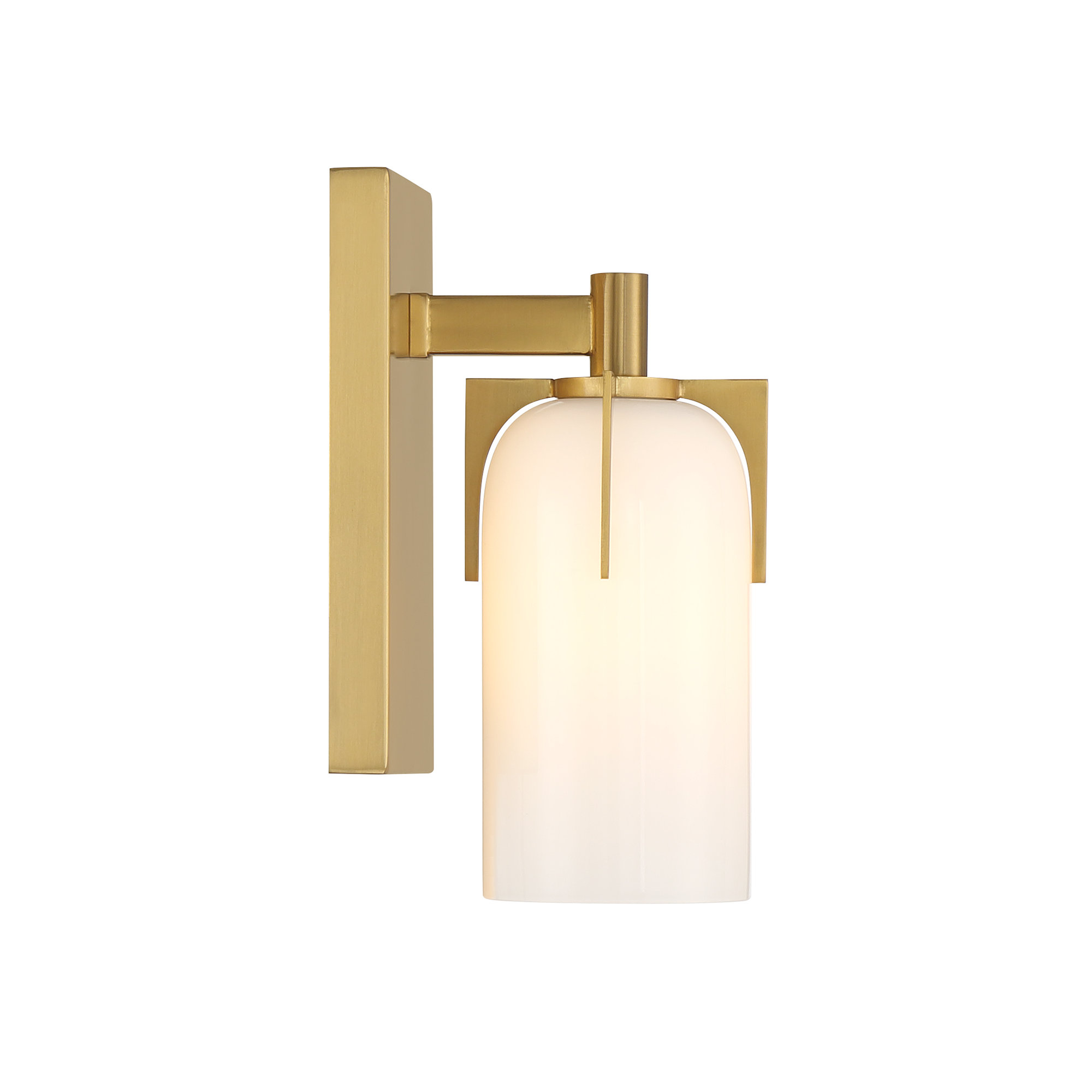 Navana Single Frosted Dimmable Bath Sconce, Brass