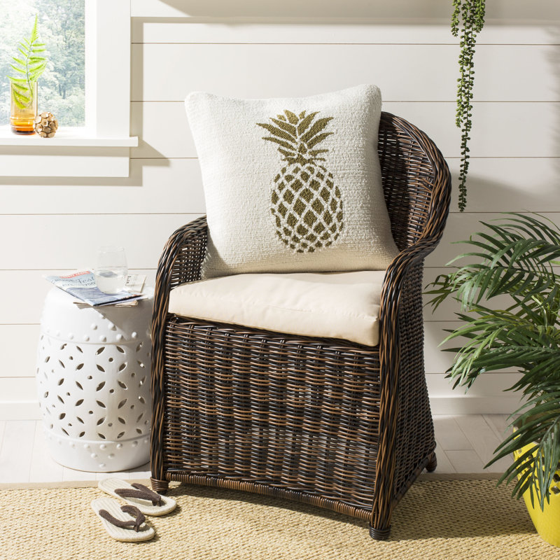  Pure Pineapple Outdoor Throw Pillow, Gold/White