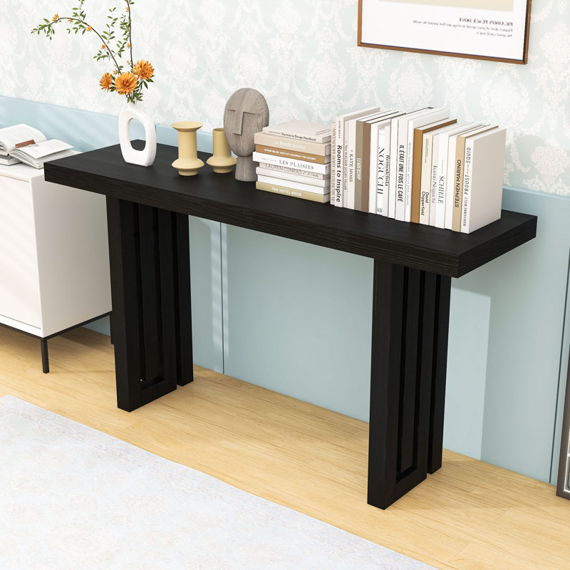 Console Table with Unique Side Design, Black