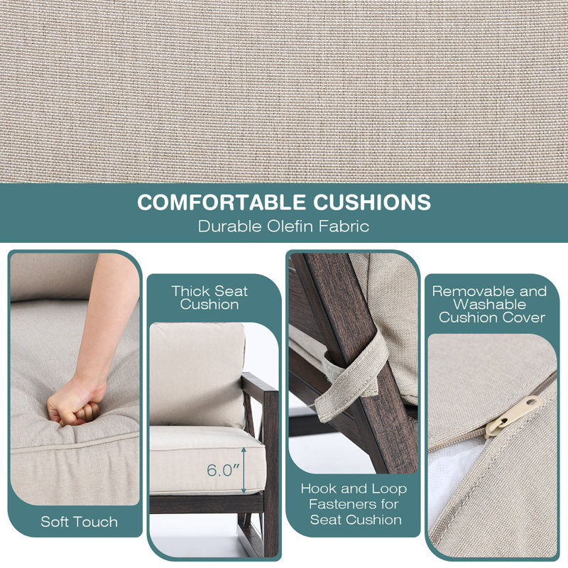 Indiren 2 - Person Patio Conversation Sets with Cushions