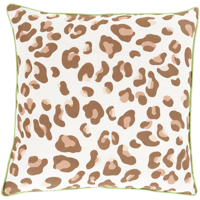Animal Print Down Throw Pillow, 22" x 22", Sea Foam / Mocha, Down