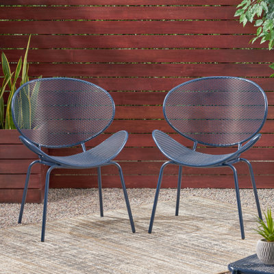 Fauteuil de 33,86 po Haut, 24,49 de large, 24,76 po de profondeur, fer bleu marine, 34 de haut, 24,8 25,5 de profondeur, 22,44 lb