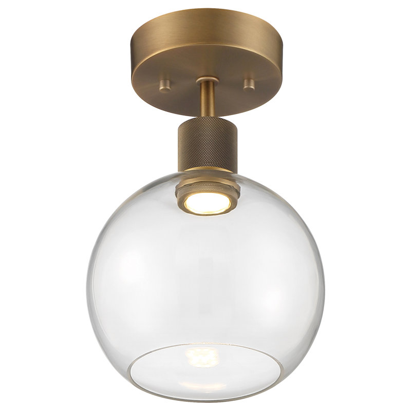Southglenn Glass Semi Flush Mount, Antique Brushed Brass