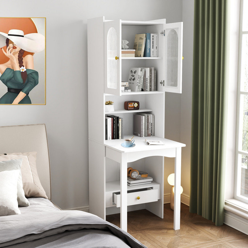 Table d'écriture pliable, armoire de bureau avec tablette et tiroir