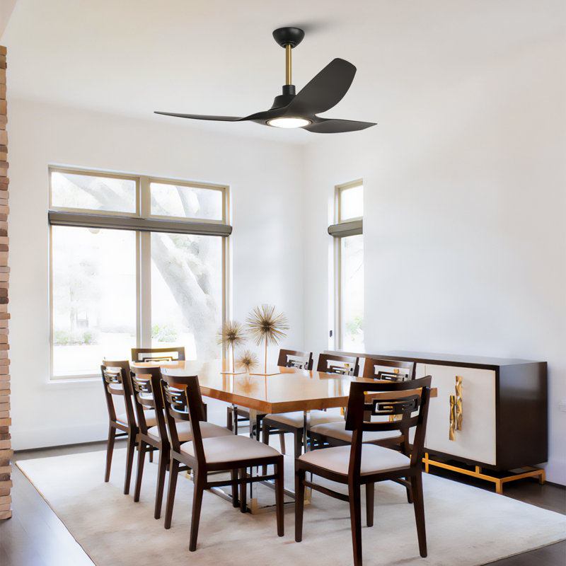 Ventilateur de plafond intelligent à 3 pales de 52 po avec 3 lumières à DEL à intensité variable et télécommande, compatible avec Alexa / Google
